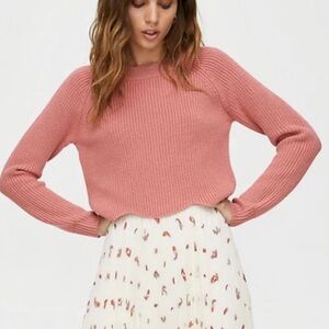 Wilfred Aritzia Sardou Merino Wool Scalloped edge cropped sweater
